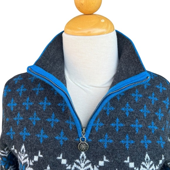 Neve Designs Snowflake Fair Isle Nordic 1/4 Zip Knit Wool Ski Sweater Large GUC - Picture 6 of 16